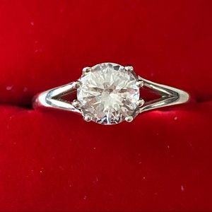 14k white gold  over 925 solitaire synthetic Diamond engagement ring 7
